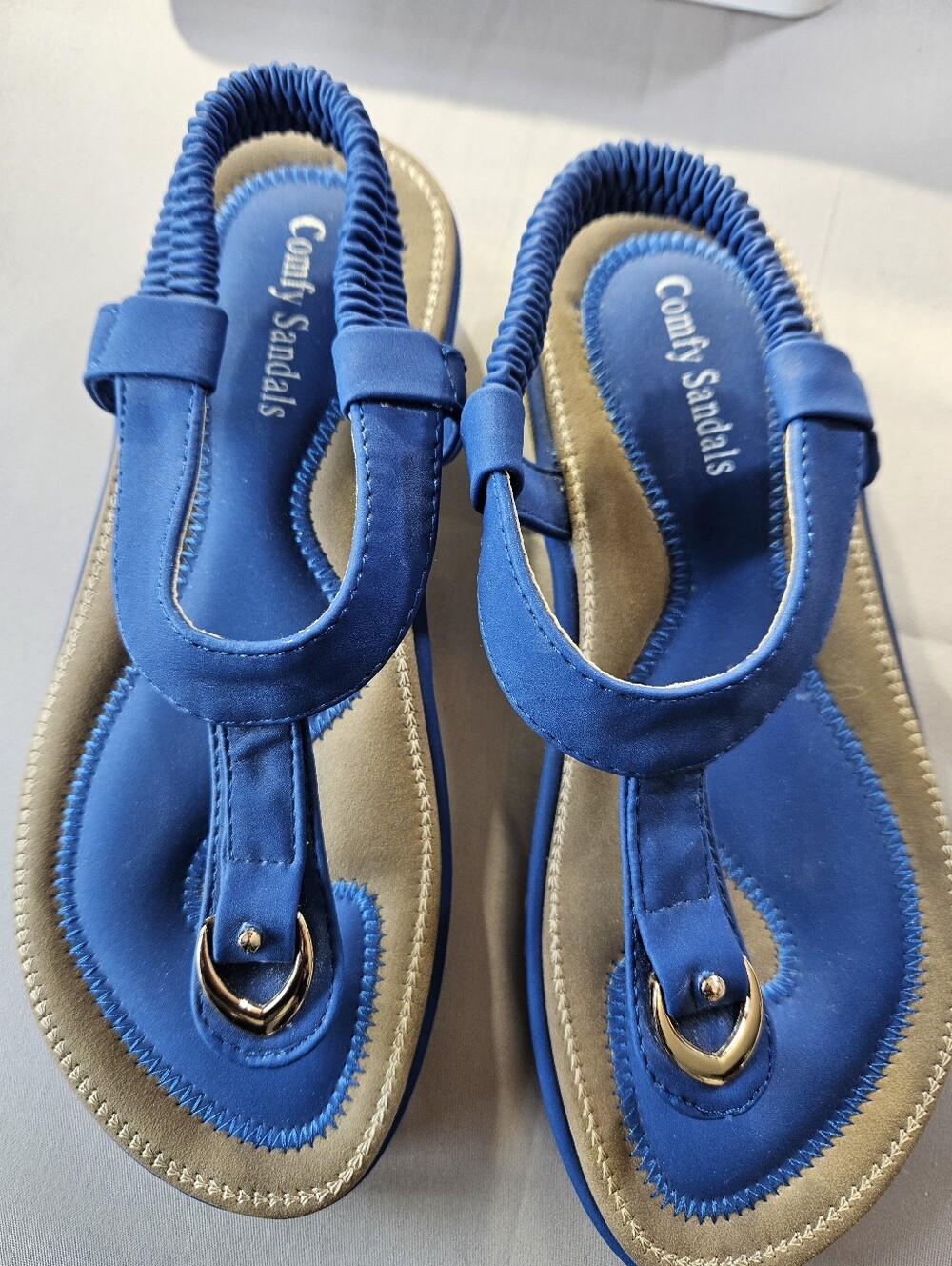 Comfy Sandals Girls Navy Blue Sandals with Cushioned Non-Slip Soles Sz 36/US 5